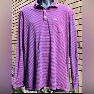 Vineyard Vines Edgartown Blue & Red Striped Long Sleeve Polo Size 2XL